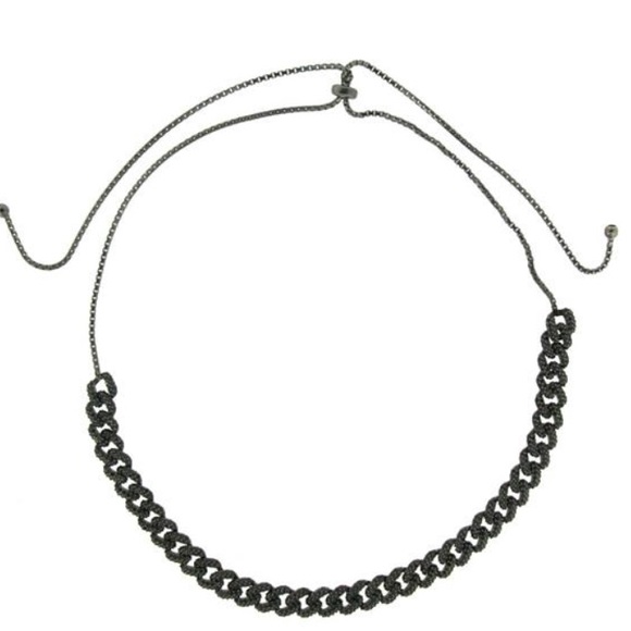 Link Chain Choker With Crystal Pave - Picture 2 of 6